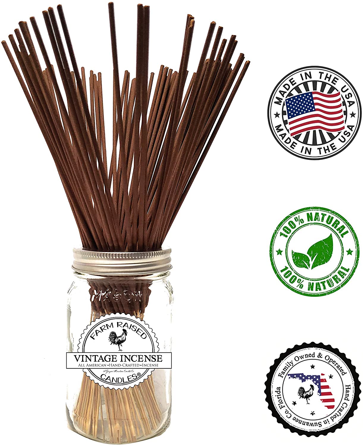 Farm Raised Candles Pumpkin Spice Scented Vintage Incense 100 Sticks Wholesale Priced Pack American Hand-Crafted Natural Bamboo, Richly Infused with Essential & Fragrance Oils. 11in Sticks. - Farm Raised Candles