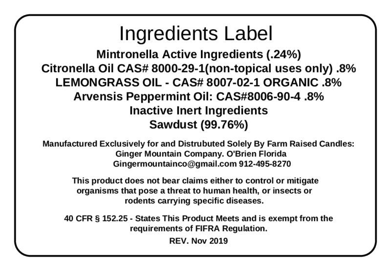 Mintronella. USA Made Natural Plant-Based Mosquito Repellent \ Gnats \ No See ums. Outdoor Incense Sticks. 100 Pack Hand-Crafted In Florida - Farm Raised Candles