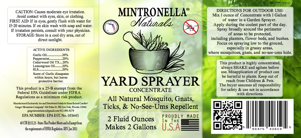 Farm Raised Candles Mintronella Bug Repellent Natural Oil Concentrate – Makes 1 Gallon – Mosquito & Fly Spray for Pump Sprayer or Fogger – USA Made
