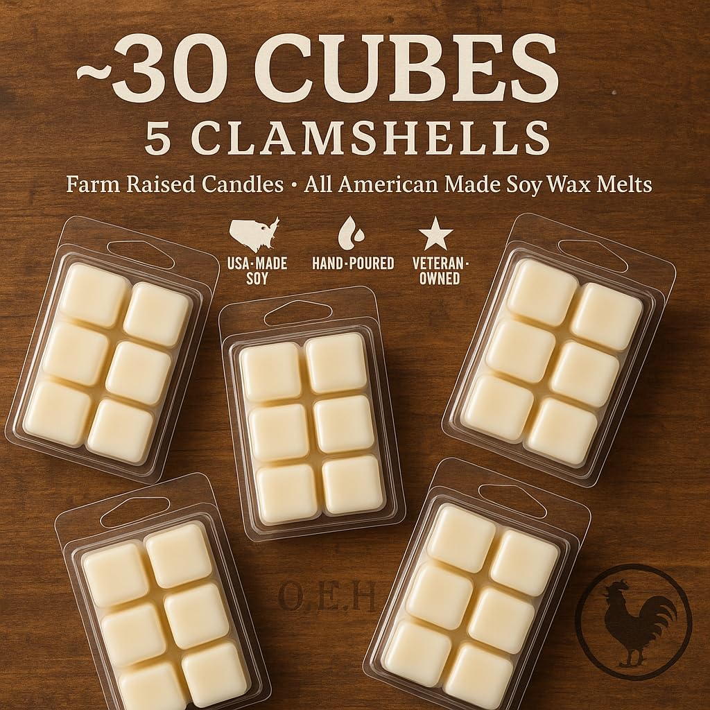 Farm Raised Candles - Navy Gift - Christmas Holiday Fleet 5-Pack Wax Melts – 3oz Each – All-American Soy Wax – Operation Engraved Honor Sailor Charity Pack