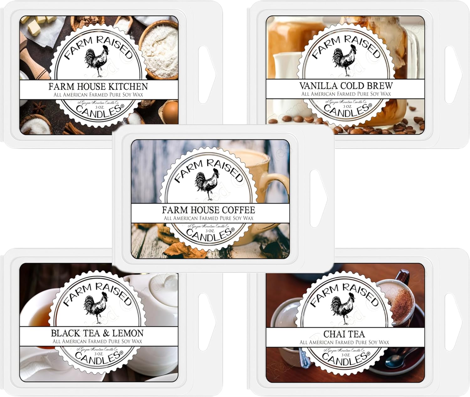 Coffee House Wax Melts Variety Pack – Fresh From the Farm Soy Wax Melts (1 lb / 16 oz Total, 5 Scents × 3 oz, 6 Cubes Each)