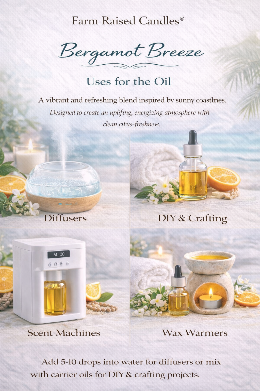 Bergamot Breeze Smart Diffuser Refill Oil | Clean Citrus Spa Scent