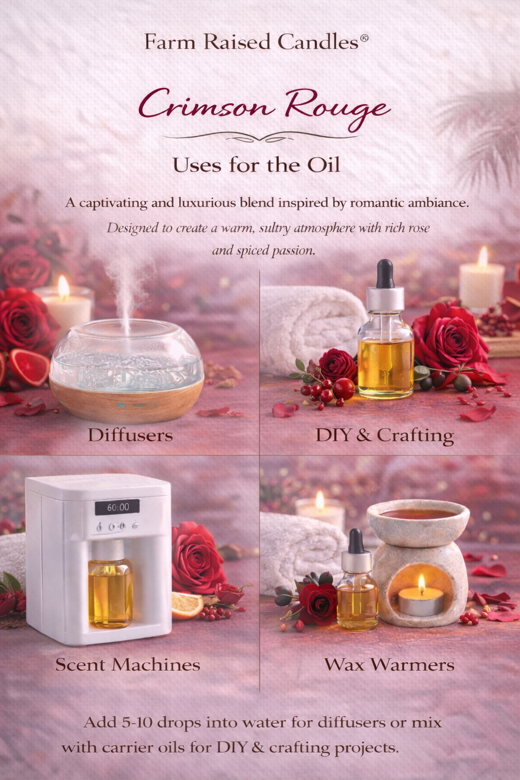 Crimson Rouge Smart Diffuser Refill Oil | Farm Raised Candles