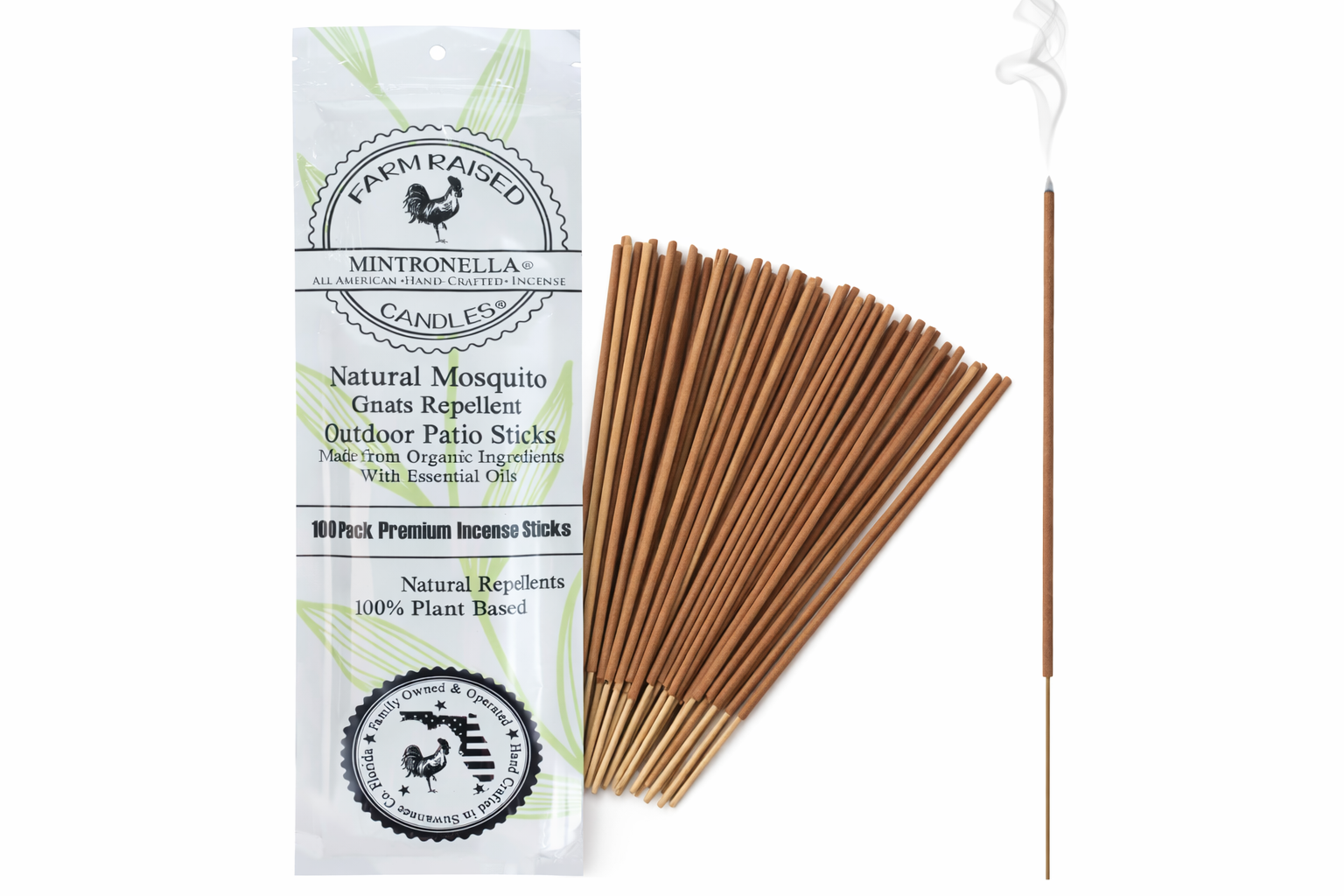 Mintronella Wholesale Mosquito, Gnat & Fly Repellent Sticks – 100 Pack | Florida Hand-Crafted Outdoor Repellent for Patios & Camping