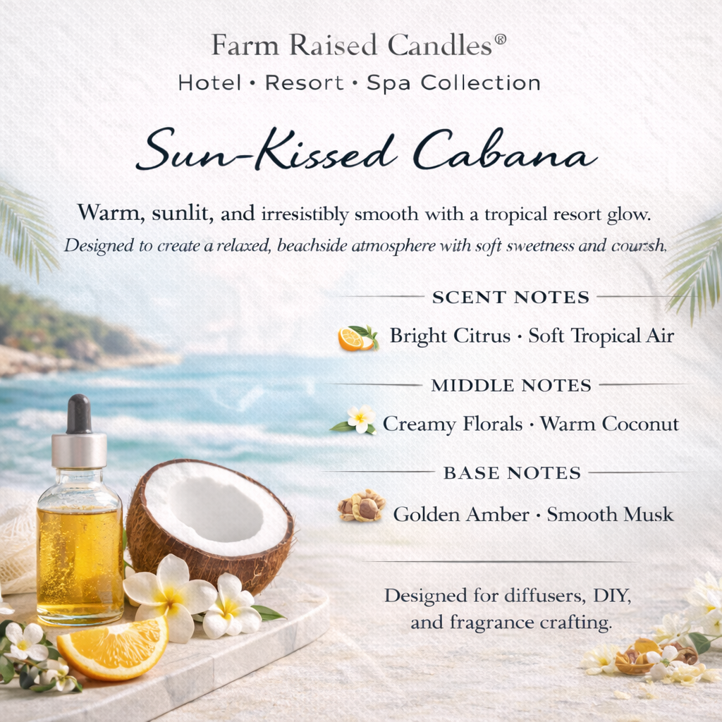 Sun Kissed Cabana – "Our Version Sol de Janeiro Beach Bum Bum" Smart Diffuser Refill Oil | Farm Raised Candles