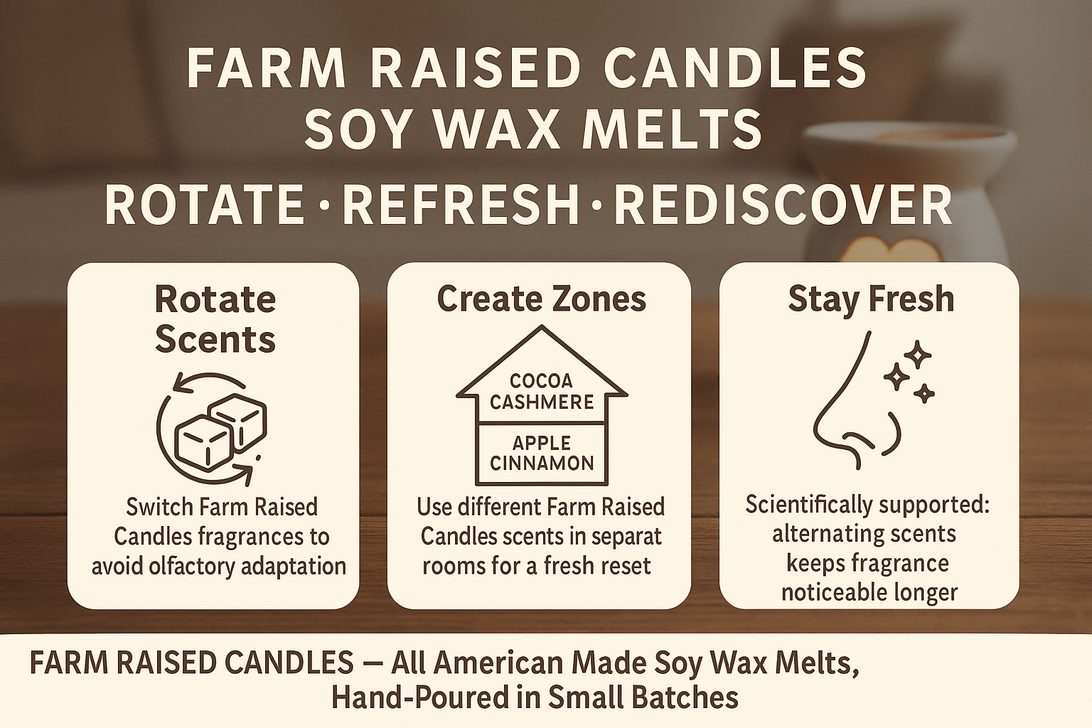 Fall Spice.  Scented Wax Warmer Melts - By Farm Raised Candles - 5 Pack Variety - 100% Plant Based All Natural American Framed Wax
