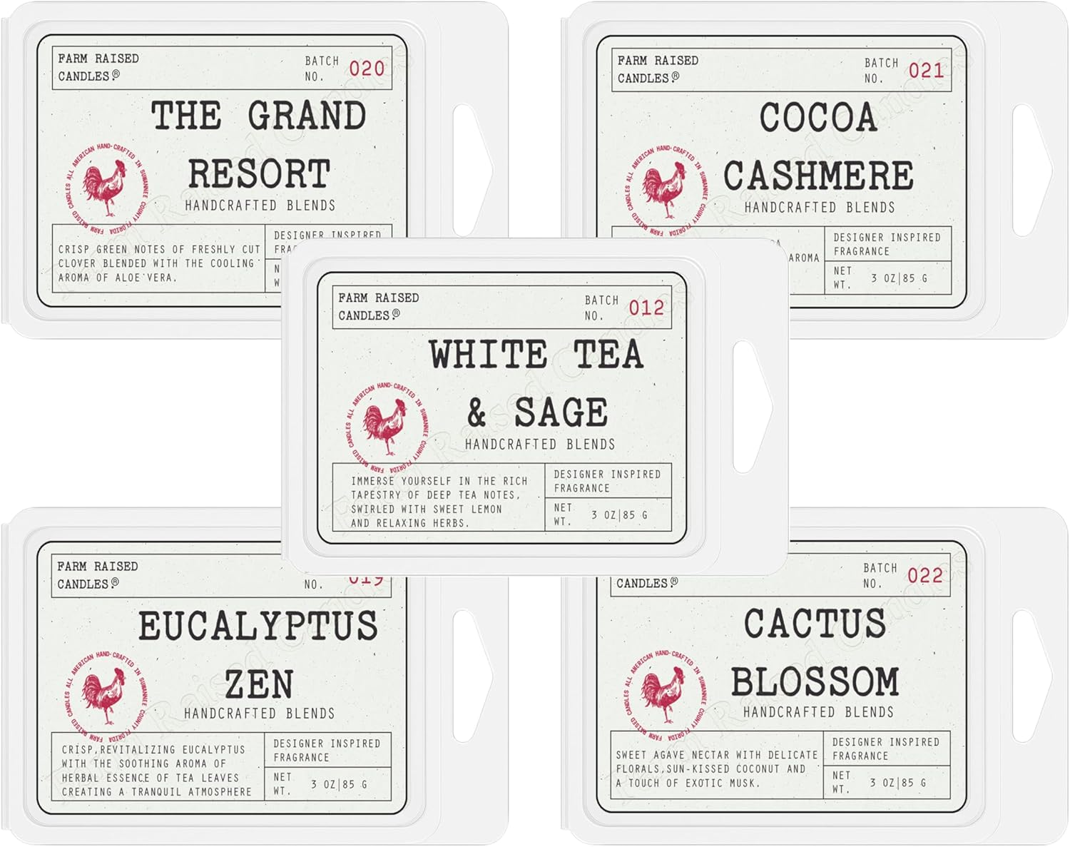 Resort Collection – Fresh From the Farm Soy Wax Melts 5‑Pack (15 oz Total, 5 Scents × 3 oz, 6 Cubes Each)