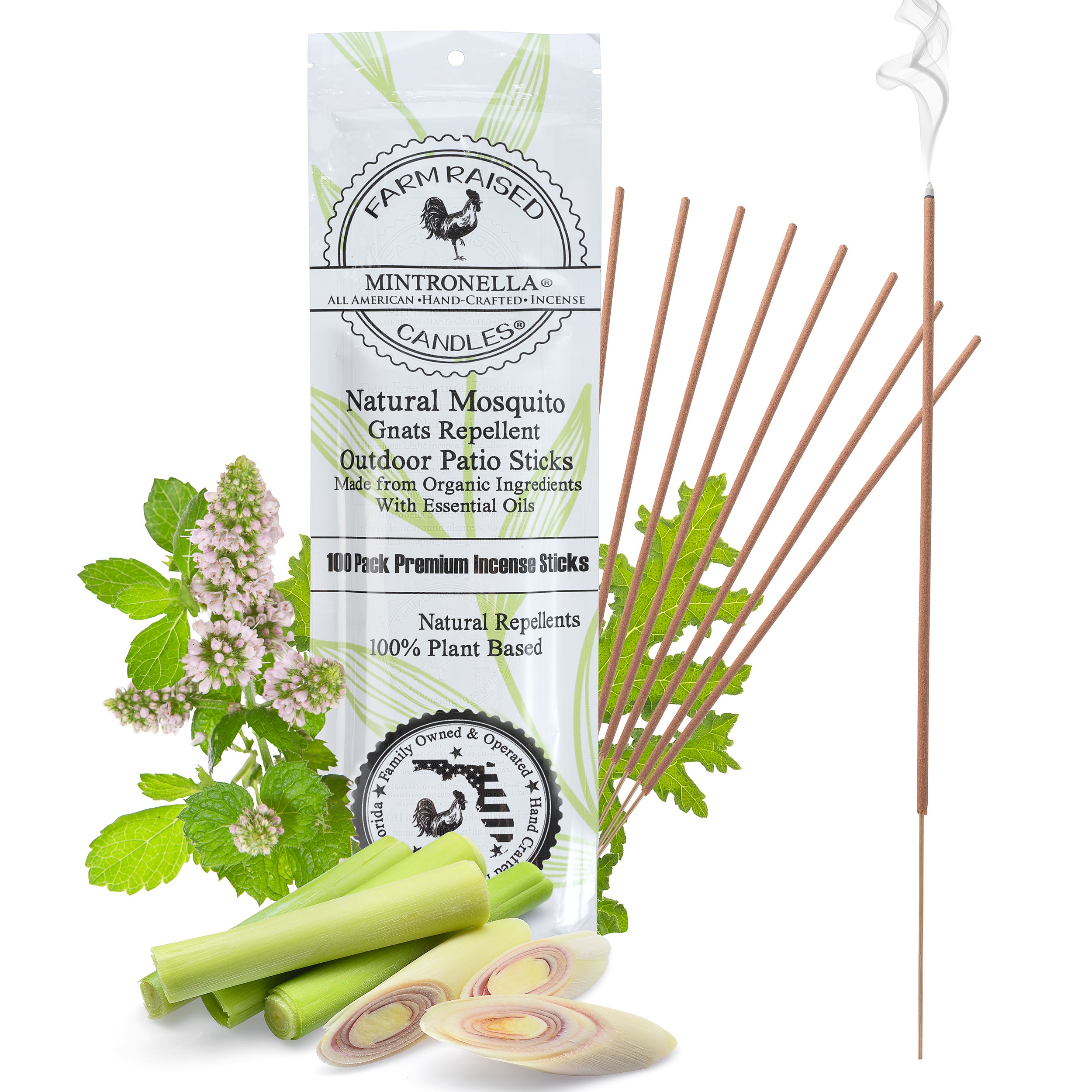 Mintronella Mosquito, Gnat & Fly Repellent Sticks | 100 Pack Outdoor Patio Repellent