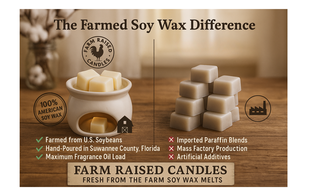 Farm Raised Candles fall wax melts 5-pack showing Home Sweet Home, Apple, and Pecan scents